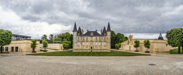Panorama of Vineyard of Chateau Pichon Longueville Baron Vineyard and grape fields around Pauillac,