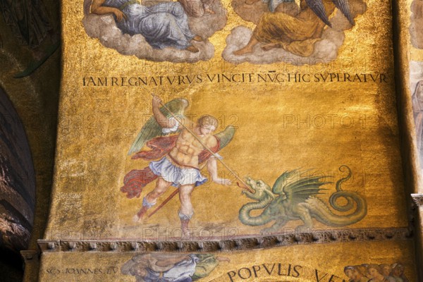 Ceiling mosaic, Archangel Gabriel in the Roman Catholic Basilica of St Mark on St Mark's Square,
