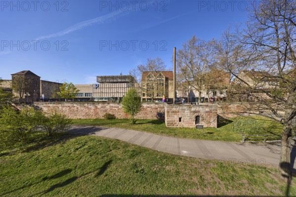 Square, city fortifications, city wall, footpath, trees, lawn, general architecture, Sterntor