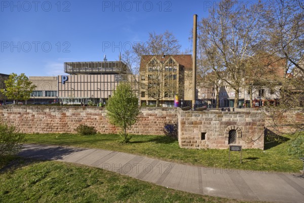 Square, city fortifications, city wall, footpath, trees, lawn, general architecture, Sterntor