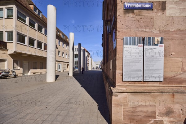 Street of Human Rights, installation, sculptor Dani Karavan, general architecture, alley, old town,
