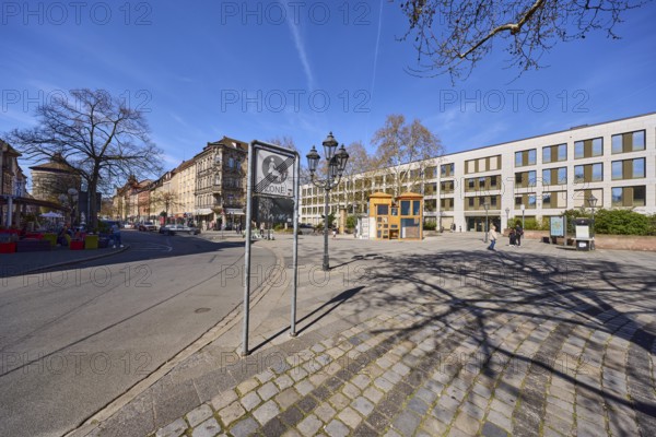 Police Headquarters Middle Franconia, pedestrian zone, traffic sign end of pedestrian zone, general