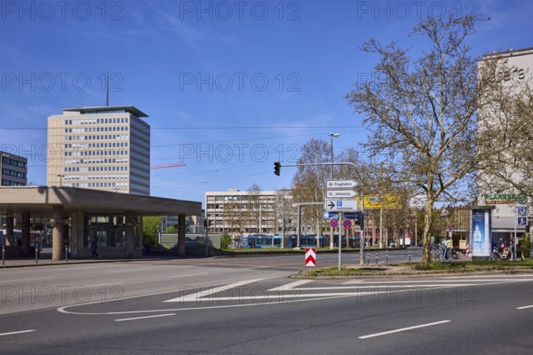 Modern buildings, general architecture, traffic lights, pedestrian crossing, signpost, advertising