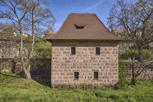 Old town, city fortification, defence defence tower, trees, meadow, blue sky, Frauentor wall,