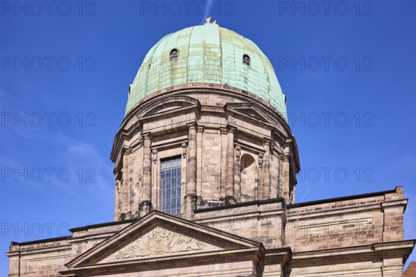 Dome, Church of St Elisabeth, architectural style classicism, blue sky, cirrostratus clouds,
