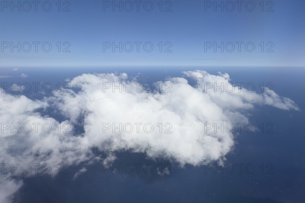 View from aeroplane at high altitude on white clouds Altostratus, international