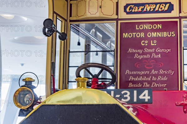 Milnes-Daimler double-decker bus from 1907. The Mercedes-Benz Museum in Stuttgart presents a