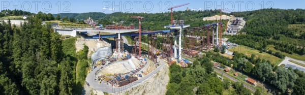 Horb high bridge construction site. Once completed in 2028, the bridge will relieve the town of