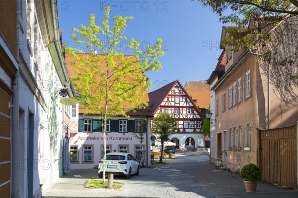 Town centre at the Kornmarkt, Bad Windsheim, Bavaria, Germany