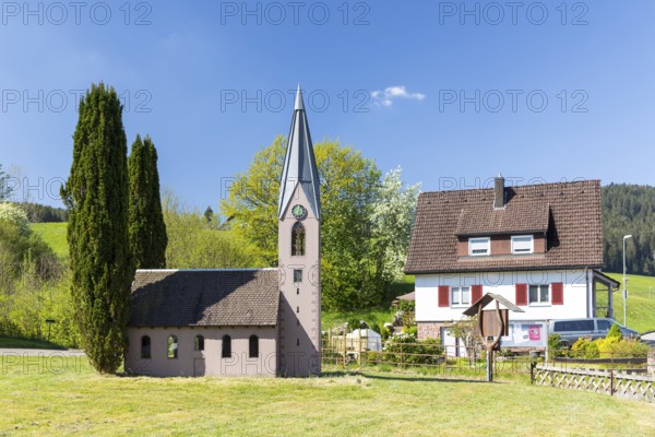Model of the Protestant St Mary's Church in the Small Spa Park, Baiersbronn, Northern Black Forest,