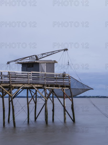 Fishing huts over Randonnee entre Histoire et Nature, Fouras, Fouras-les-Bains, Charente-Maritime,