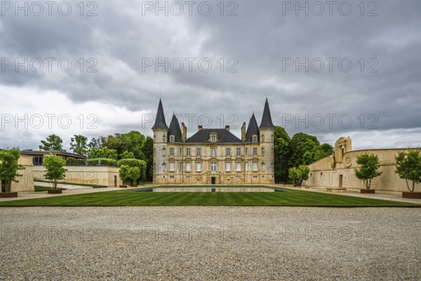 Vineyard of Chateau Pichon Longueville Baron Vineyard and grape fields around Pauillac, Bordeaux,