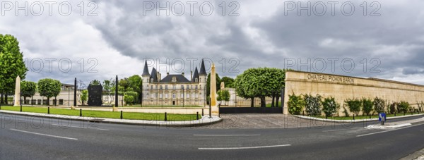 Panorama of Vineyard of Chateau Pichon Longueville Baron Vineyard and grape fields around Pauillac,