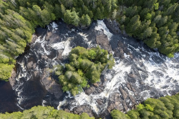 Rapids, White waters flowing through the boreal forest, River du Loup, Mastigouche wildlife
