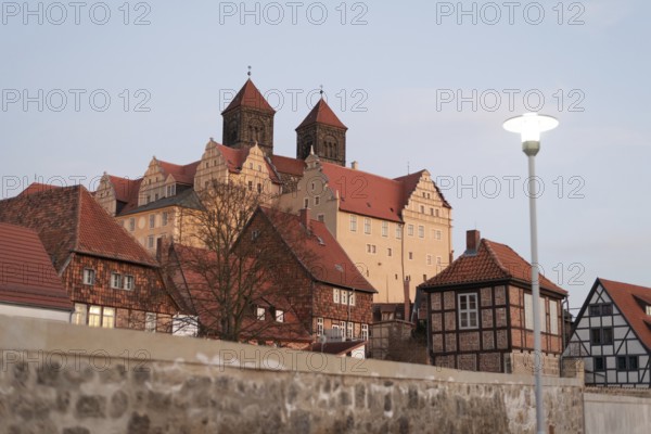 View of the collegiate church of St Servatii on the Schlossberg, Quedlinburg, Saxony-Anhalt,