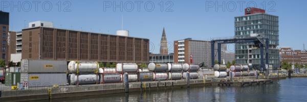 Modern office building, town hall, Schwedenkai, harbour, Kiel, Kiel Fjord, Baltic Sea,