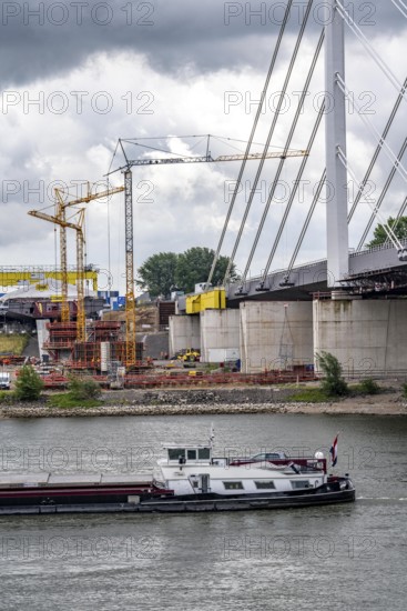 Rhine bridge Duisburg-Neuenkamp, the A40 motorway, start of construction of the second bridge,
