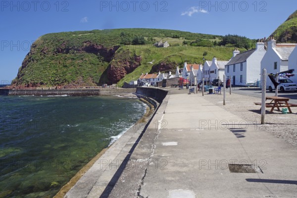 A quiet coastal village with sea views and colourful houses, film set, Local Hero, Pennan,