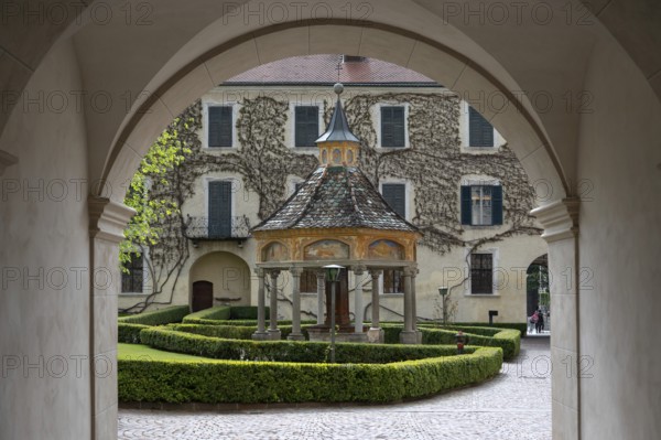 Miracle fountain, 1508, in the courtyard of the Neustift St Margarethen monastery, Vahrn, district