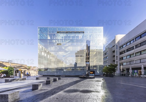 Small castle square with the striking building of the art museum. Stuttgart, Baden-WÃ¼rttemberg,