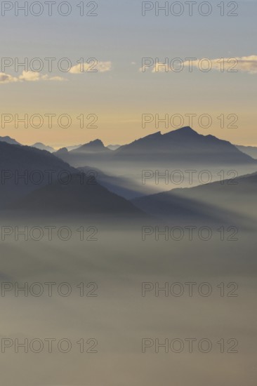 Grazing light in the mountains... Alpine panorama, Alpine peaks and mountain ranges in the Bavarian