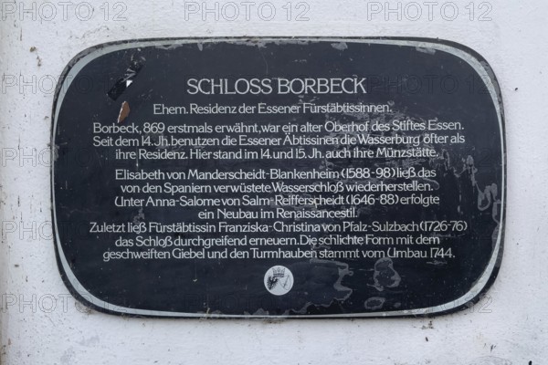 Information board Information board about Borbeck Castle former summer residence of prince
