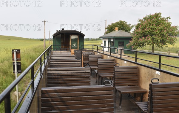 Observation car of the Raging Roland, narrow-gauge railway on RÃ¼gen, Mecklenburg-Western