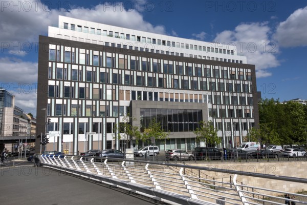 The modern office building of the Federal Press Conference in Berlin-Mitte rises strikingly on the