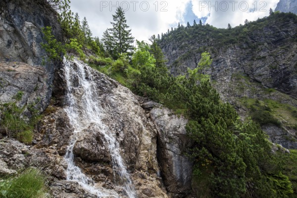 GaiÃŸalpbach waterfall on the hiking trail from the GaiÃŸalpe to Unterer GaiÃŸalpsee, near