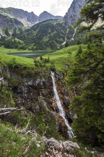 View from the hiking trail from GaiÃŸalpe to Unterer GaiÃŸalpsee, behind GaiÃŸalpsee, near