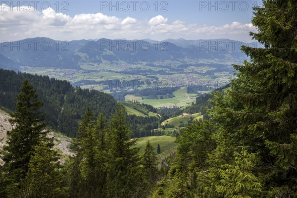 View from the hiking trail from GaiÃŸalpe to Unterer GaiÃŸalpsee into the Illertal, near