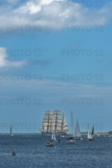 Windjammer parade 2025 on the Kiel Fjord at the end of Kiel Week, tall ship, three-master, sail