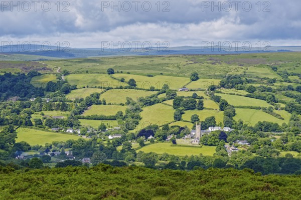 The village of Widecombe-in-the-Moor in Dartmoor National Park. Bovey Tracey, Devon, South England,