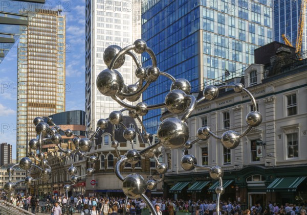 'Infinite Accumulation' artwork by Yayoi Kusame, near Liverpool Street railway station, London,