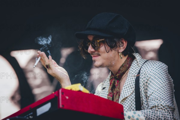Sebastian Danzig, guitarist and keyboarder of Palaye Royale live at Zitadelle Spandau, Berlin,