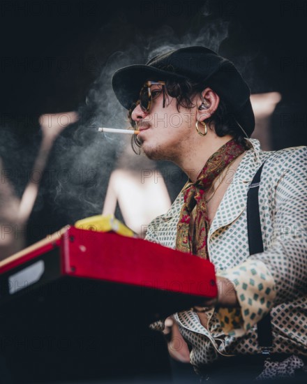 Sebastian Danzig, guitarist and keyboarder of Palaye Royale live at Zitadelle Spandau, Berlin,