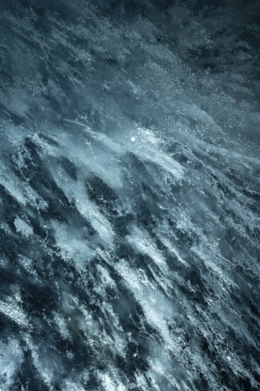 Detail, Ice structure with trapped air bubbles, Artificial ice cave through the glacier ice, Mer de