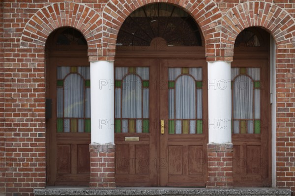 View of the entrance area of a farmhouse, Böhme, Heidekreis, Rethem Aller, Leine Aller Tal, Lower