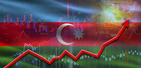 Azerbaijan financial growth on market graph. Azerbaijan economic growth on financial graph