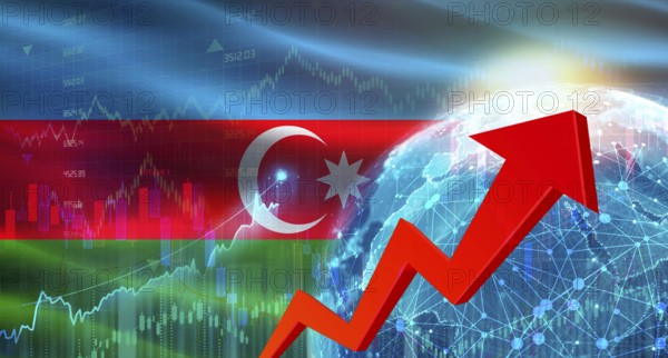 Global financial growth with Azerbaijan flag. Financial growth with Azerbaijan flag on economic