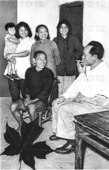 Portrait of Mao Zedong or Mao Tse-tung smoking, Portrait of Mao Zedong or Mao Tse-tung, ca 1960s,