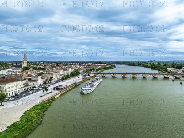 Libourne from a drone, Gironde, Nouvelle-Aquitaine, Saint-Emilion and Pomerol, Southwestern France