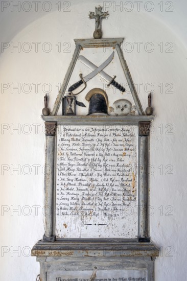 War memorial in the baroque church of St Peter and Paul, Thalstr .31, Peterstahl, Oy Mittelberg,