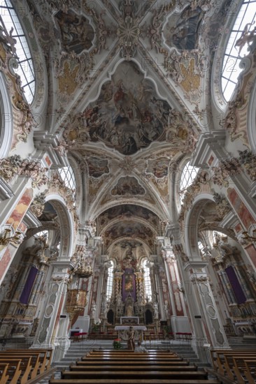 Interior of the collegiate basilica, Neustift St Margarethen, Vahrn, district of Bozen, South