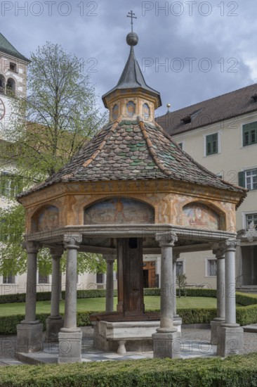 Miracle fountain, 1508, in the courtyard of the Neustift St Margarethen monastery, Vahrn, district