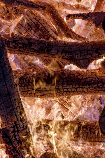 Wood burning in a bonfire in the interior of the state of Minas Gerais during the traditional SÃ£o