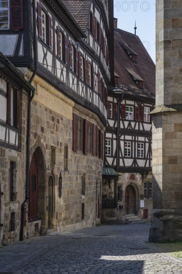 Altstadtgasse, with historic half-timbered houses of the Kessler sparkling wine cellars, former