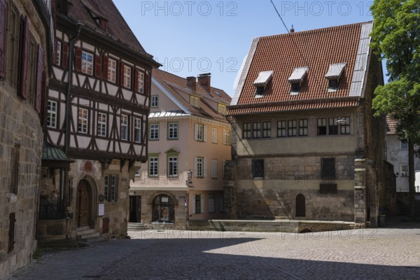 Historic half-timbered houses surround Georg Christian von Kessler Platz, Kessler sparkling wine