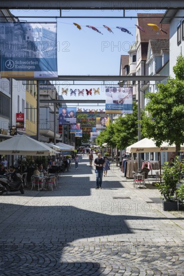The BahnhofstraÃŸe, shopping street, pedestrian zone, shopping mile in Esslingen am Neckar,