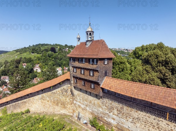 Aerial view of the Hochwacht and the Seilergang, part of the historic city fortifications, sight in